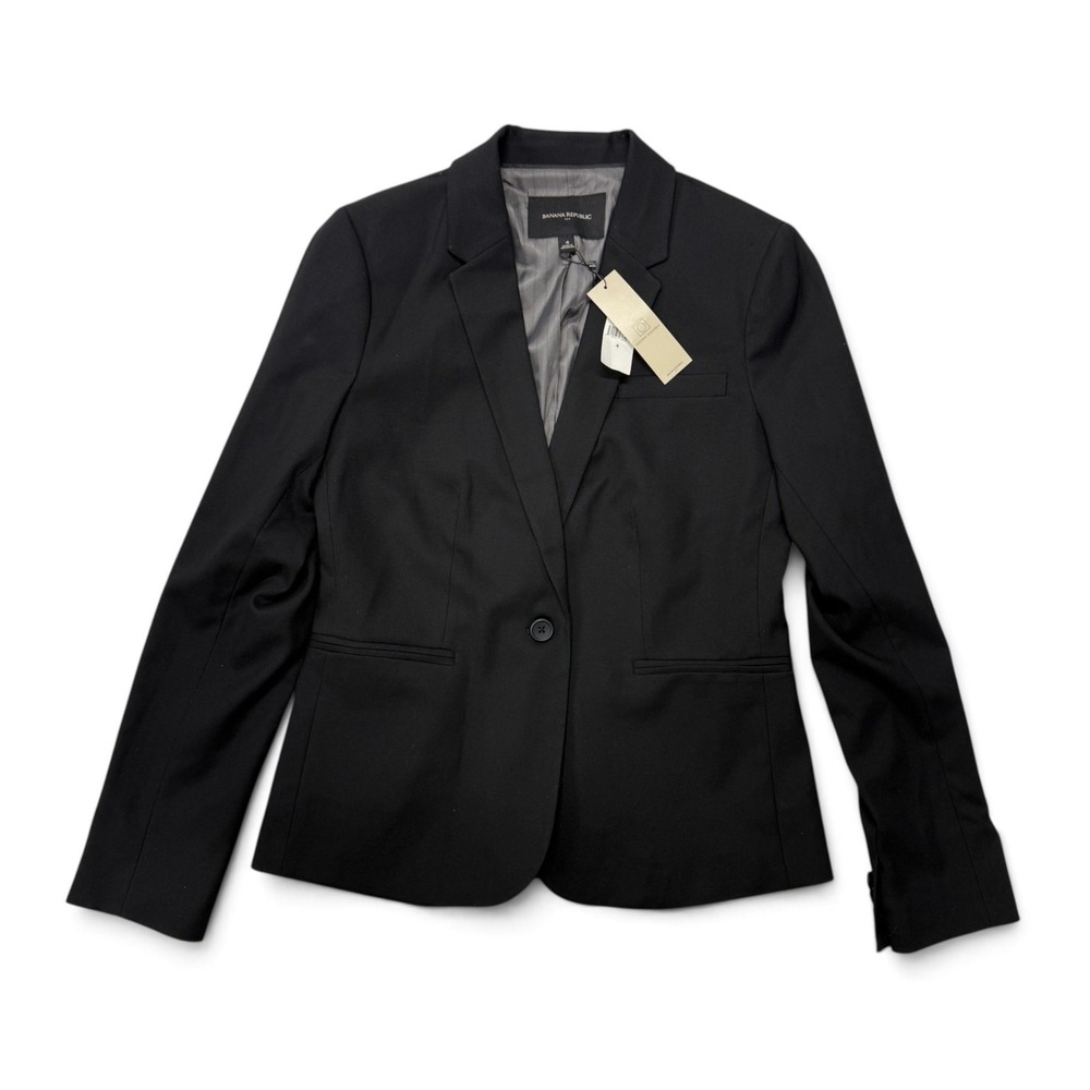 Banana Republic Blazer Womens 4 Black Single Button Machine Washable NWT